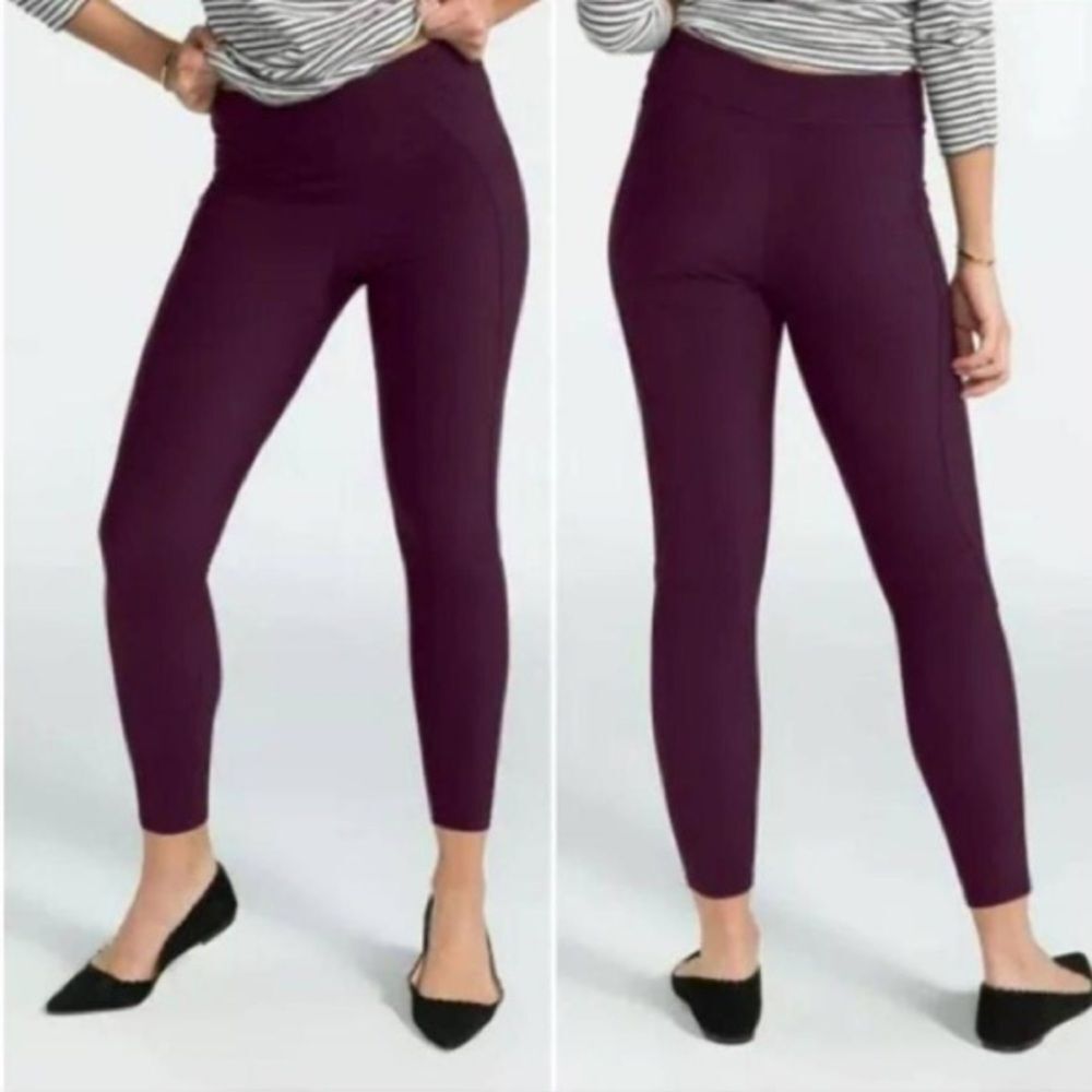 Spanx micro rib knit control top skimmer leggings purple 2X